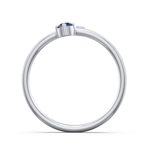 Off-Set Gemstone Stacking Ring – Sterling Silver with Blue Sapphire and Fancy Blue Premium Zirconia