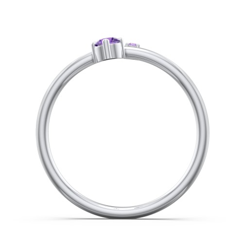 Off-Set Gemstone Stacking Ring – Sterling Silver with Amethyst and Amethyst Premium Zirconia