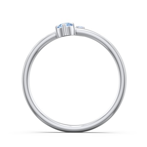 Off-Set Gemstone Stacking Ring – Sterling Silver with Blue Topaz and Fancy Blue Premium Zirconia