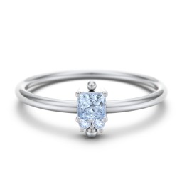 Princess Cut Stacking Ring with Accents in 925 Sterling Silver with Aquamarine and Fancy Blue Premium Zirconia