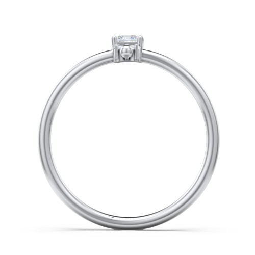 Princess Cut Stacking Ring with Accents – Sterling Silver with Diamond