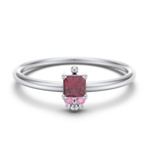 Princess Cut Stacking Ring with Accents