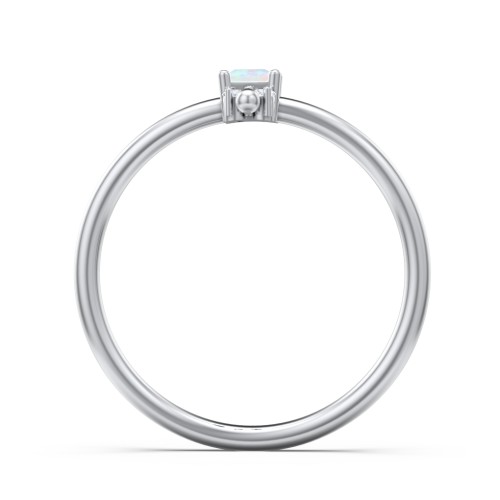 Princess Cut Stacking Ring with Accents – Sterling Silver with Opal and White Premium Zirconia
