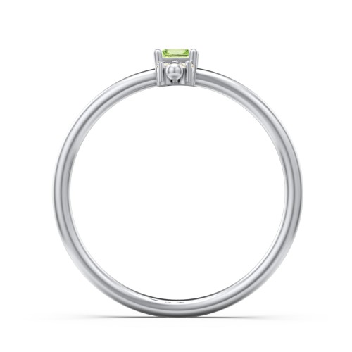 Princess Cut Stacking Ring with Accents – Sterling Silver with Peridot and Fancy Yellow Premium Zirconia