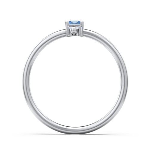 Princess Cut Stacking Ring with Accents – Sterling Silver with Blue Topaz and Fancy Blue Premium Zirconia
