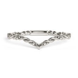V-Shape Stacking Ring with Twisted Band in 10K Solid White Gold