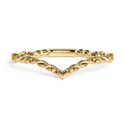 V-Shape Stacking Ring with Twisted Band in 10K Solid Yellow Gold