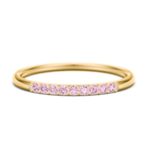 Stackable Band with Accent Gemstones – 10K Yellow Gold with Fancy Pink Premium Zirconia