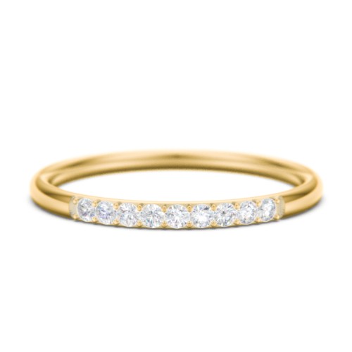 Stackable Band with Accent Gemstones – 18K Gold Plated Silver with Diamond