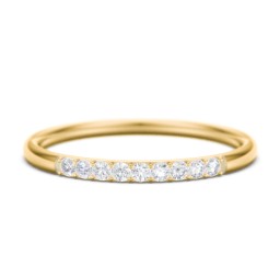 Stackable Band with Accent Gemstones in 10K Solid Yellow Gold with White Premium Zirconia