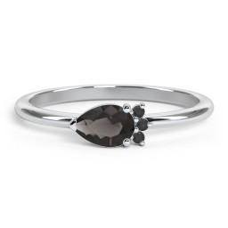 Horizontal Pear Stacking Ring with Accents