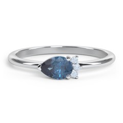 Horizontal Pear Stacking Ring with Accents – Sterling Silver with Blue Topaz and Fancy Blue Premium Zirconia