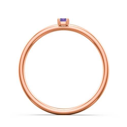 Vertical Baguette Stackable Ring – 10K Rose Gold with Amethyst