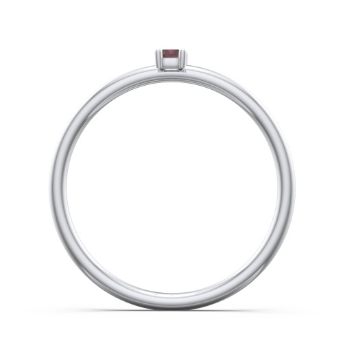 Vertical Baguette Stackable Ring – Sterling Silver with Ruby
