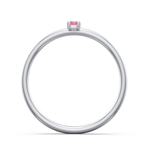 Vertical Baguette Stackable Ring – Sterling Silver with Pink Tourmaline