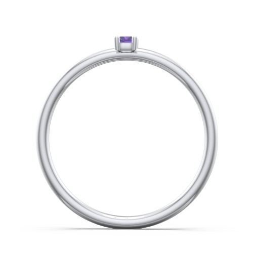 Vertical Baguette Stackable Ring – Sterling Silver with Amethyst
