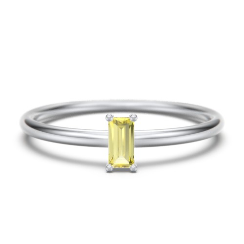 Vertical Baguette Stackable Ring – Sterling Silver with Citrine