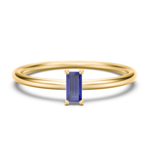 Vertical Baguette Stackable Ring – 10K Yellow Gold with Blue Sapphire