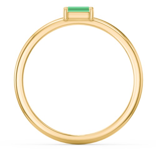 East-West Stackable Baguette Ring – 14K Yellow Gold with Emerald