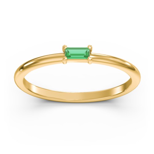 East-West Stackable Baguette Ring – 14K Yellow Gold with Emerald