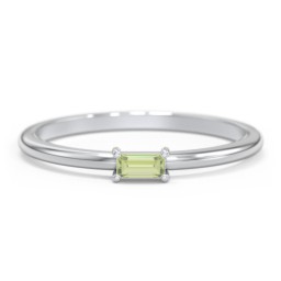 East-West Stackable Baguette Ring in 925 Sterling Silver with Peridot