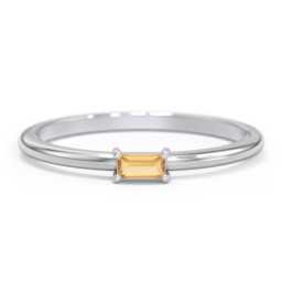 East-West Stackable Baguette Ring in 925 Sterling Silver with Citrine