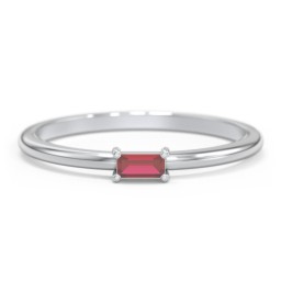 East-West Stackable Baguette Ring in 925 Sterling Silver with Garnet
