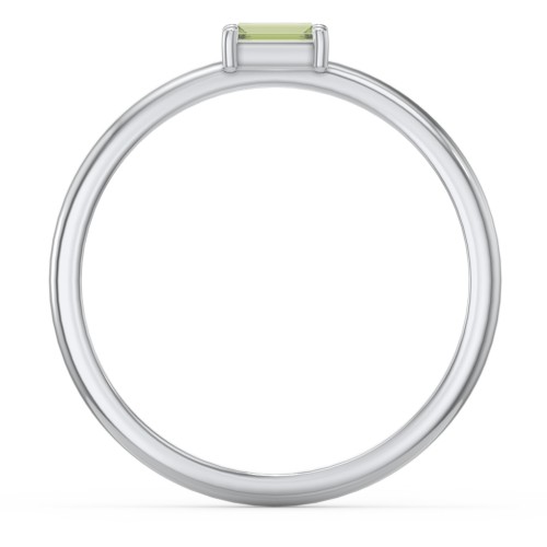 East-West Stackable Baguette Ring – Sterling Silver with Peridot