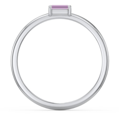 East-West Stackable Baguette Ring – Sterling Silver with Amethyst
