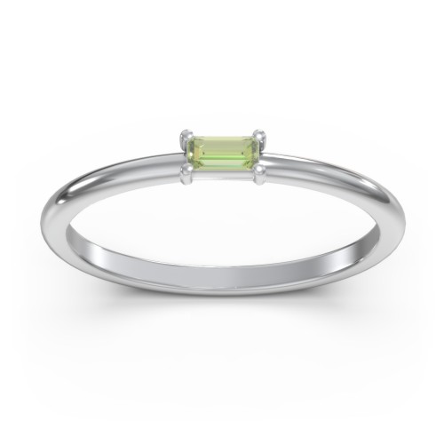 East-West Stackable Baguette Ring – Sterling Silver with Peridot