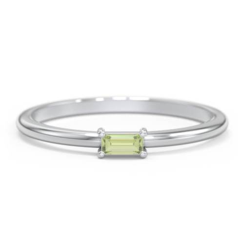 East-West Stackable Baguette Ring – Sterling Silver with Peridot