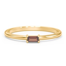 East-West Stackable Baguette Ring in 10K Solid Yellow Gold with Garnet