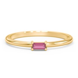 East-West Stackable Baguette Ring in 10K Solid Yellow Gold with Ruby