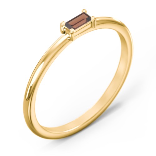East-West Stackable Baguette Ring – 10K Yellow Gold with Garnet