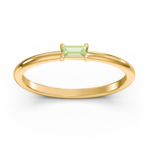 East-West Stackable Baguette Ring – 10K Yellow Gold with Peridot