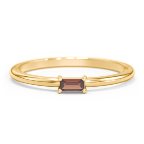 East-West Stackable Baguette Ring – 10K Yellow Gold with Garnet