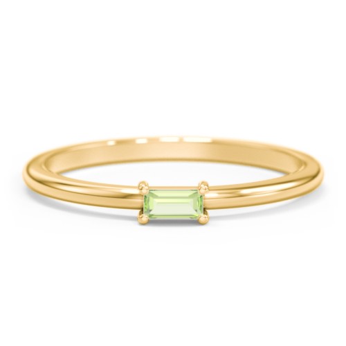 East-West Stackable Baguette Ring – 10K Yellow Gold with Peridot