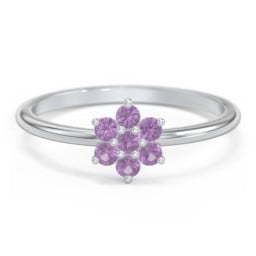 Flower Stackable Ring with Gemstones