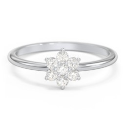 Flower Stackable Ring with Gemstones