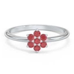 Flower Stackable Ring with Gemstones
