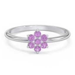 Flower Stackable Ring with Gemstones