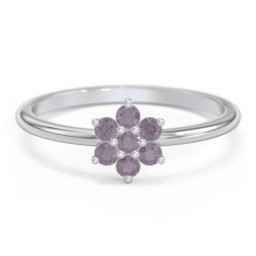 Flower Stackable Ring with Gemstones