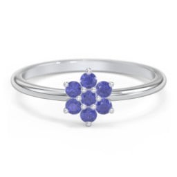 Flower Stackable Ring with Gemstones