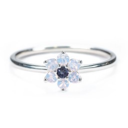 Flower Stackable Ring with Gemstones