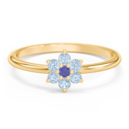 Flower Stackable Ring with Gemstones