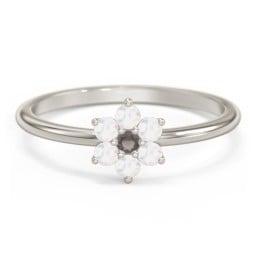 Flower Stackable Ring with Gemstones