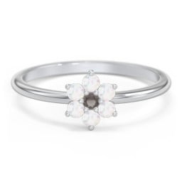 Flower Stackable Ring with Gemstones