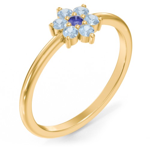 Flower Stackable Ring with Gemstones
