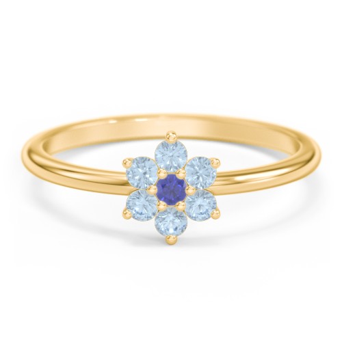 Flower Stackable Ring with Gemstones