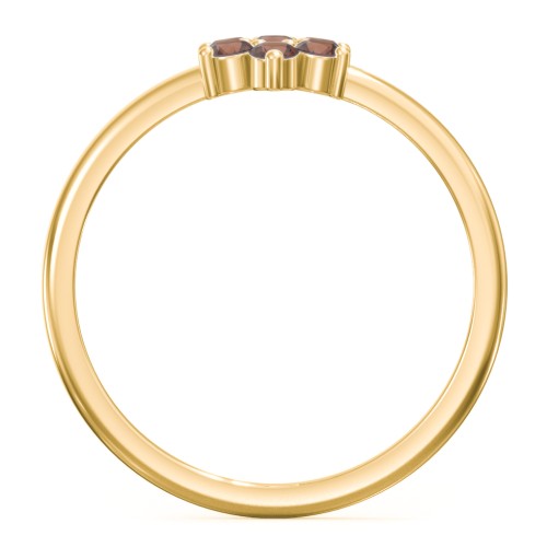 Flower Stackable Ring with Gemstones – 18K Gold Plated Silver with Garnet